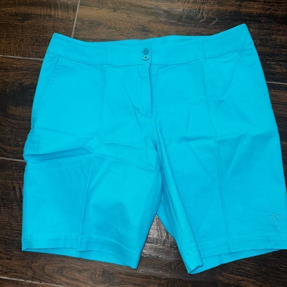 🆕 MARGARITAVILLE Bermuda turquoise stretch twill cotton shorts size 8 NWOT